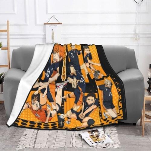 Haikyuu Blankets Flannel Spring/Autumn Volleyball Breathable Warm Throw Blankets for Home Office Quilt