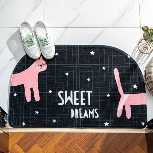 Semicircle Bathroom Doormat Carpet Entrance Floor Mat Non-slip Mat Cartoon Kitchen Living Room Rug Pet Absorbent Bath Tub Mat