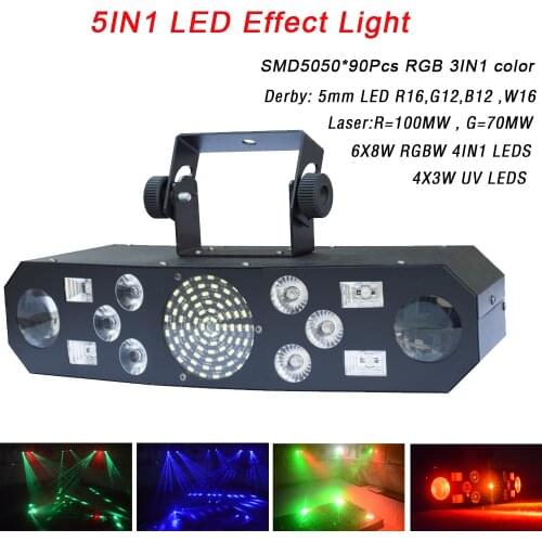 Professional 5IN1 Pattern Effect RGBW Audio Star Whirlwind Laser Projector Stage Disco DJ Club Bar KTV Family Party Light Show