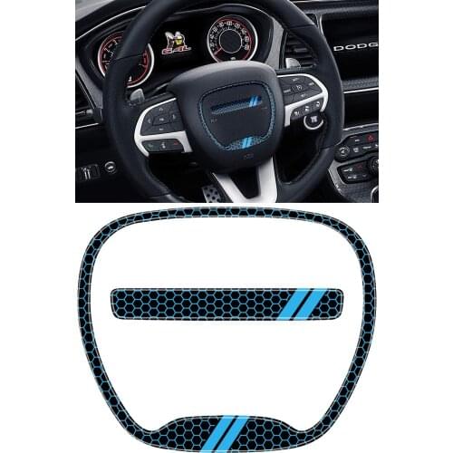 Steering Wheel Emblem Kit Compatible with 2015-2021 Dodge Challenger | 3D Domed Badge Overlay Decal Trim Cover Sticker Set