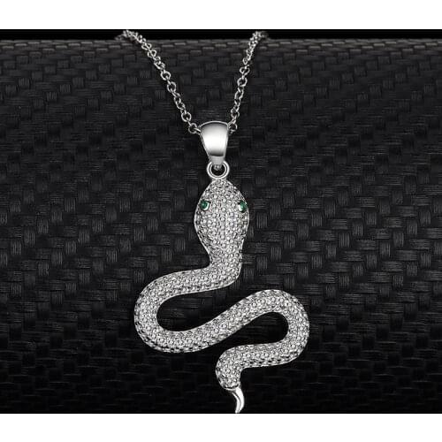 S925 Sterling Silver snake Necklace Micro inlay Fashion Temperament Ladies Secklace Europe And The United States Jewelry Pendant