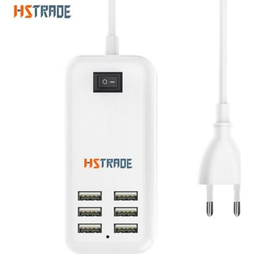 HSTRADE EU plug 4-port multi-wall USB charger 15W 3A AC power adapter 1.5M 6-port mobile phone tablet iPhone USB charging device