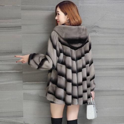 Women 2021 Autumn Winter Fashion New Faux Fur Coat with Hood Long Sleeve Plus Size Fake Mink Fur Coats Thick Warm Overcoat S659