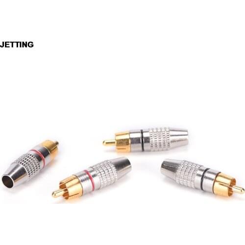 JETTING 4pcs RCA Male Plug Solder Audio Video Cable Adapters Connector Gold Plated Drop Shipping