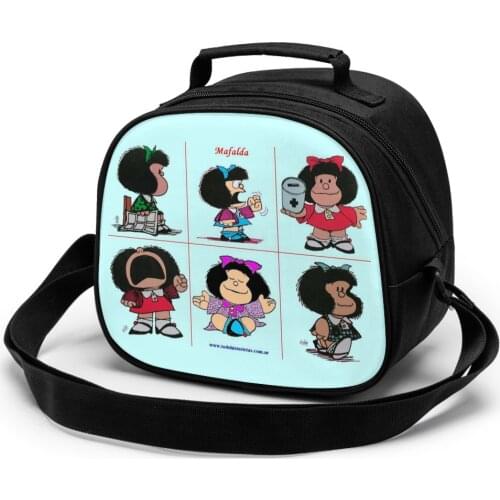 Lunch bag for women funny cartoon kids bento cooler bags Mafalda thermal breakfast food box portable picnic travel