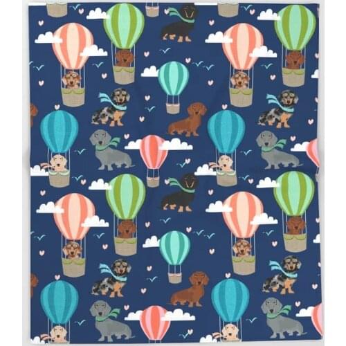 Dachshund Cartoon Throws for Sofa Cute Kids Design Hot Air Balloon Dog Blankets Christmas Decorations for Home Custom Blanket