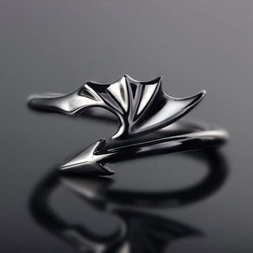 Punk Style Titanium Brass Koakuma Little Devil Dragon Gothic Evil Vampire Rings Open Ring Party Jewelry Accessories
