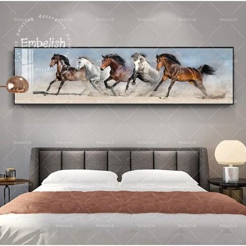 Embelish Wild Animal Horses Running On The Desert Dust Landscape Wall Pictures For Living Room Modern Home Decor Canvas Painting