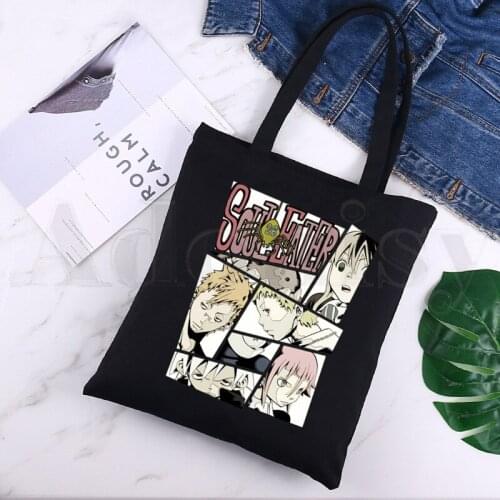 Japanese Anime Soul Eater Manga Kawaii Large Capacity Storage Handbag Shoulder Bag Tote Reusable Student Bookbag