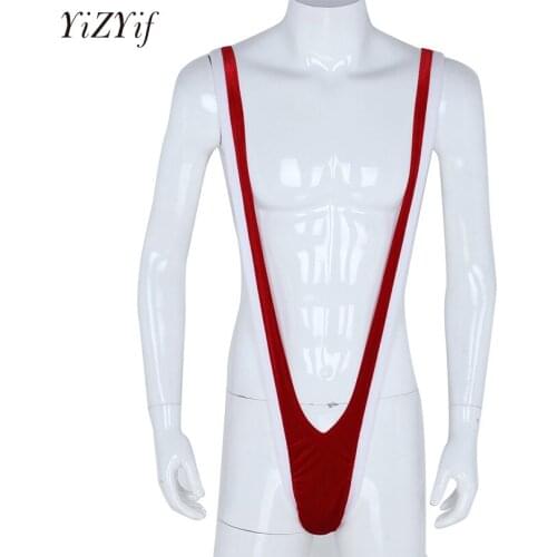 YiZYiF Mens Christmas Thong Body Suit Mens One-piece Soft Velvet Christmas Santa Mankini Thong Fancy Cosplay Underwear G-Strings