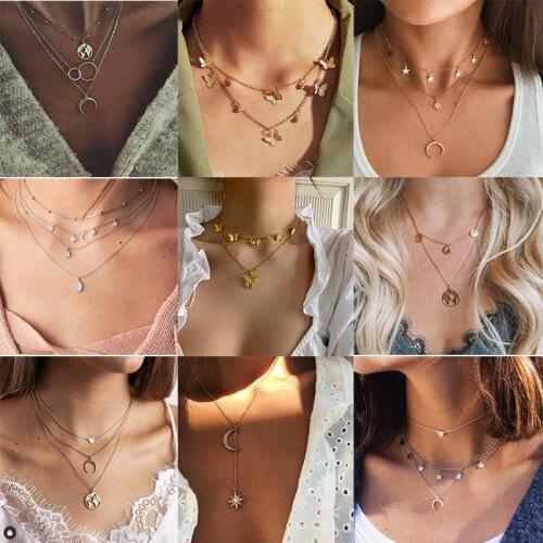 YWZIXLN Boho Charm Multi-layer Tassel Butterfly Pendant Fashion Necklaces Bijoux For Women Elegant Choker Jewelry N062