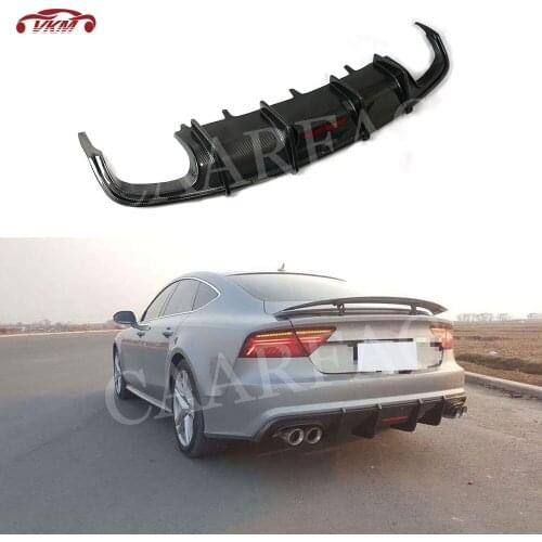 Carbon fiber Rear Lip Spoiler FRP Bumper Cover Diffuser For Audi A7 S7 Sport 2016-2018 K Style Fins Shark Skid Plate Car Guard
