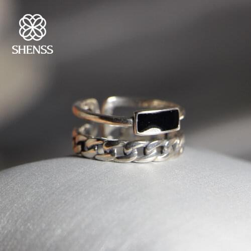 Elegant Quality 925 Rings Vintage Thai Silver Twist Epoxy Ring S925 Sterling Silver Ring for Women Adjustable