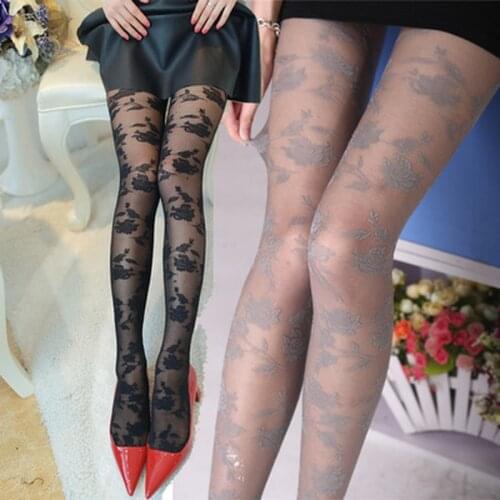 1PC Women Nylons Sexy Tight Rose Pattern Tight Pantyhose Sexy Collant See-through Stockings Medias