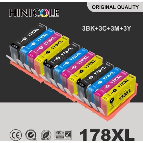 HINICOLE 12 PCS Compatible 178XL Ink Cartridge For HP 178 Photosmart 7515 B109a B109n B110a Plus B209a B210a Deskjet 3070A 3520
