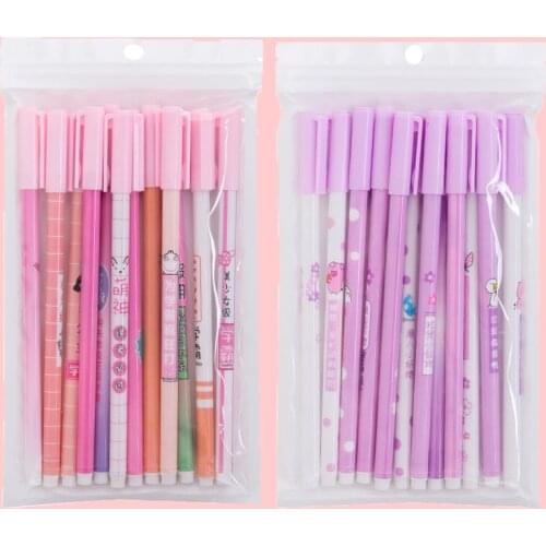 12PCS/bag Kawaii Gel Pen Set 0.5mm Pen Refill Black Novelty Cute Gel Ink Pens for Student Kawaii School Supplies Kids Gifts