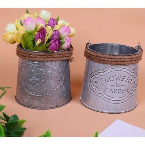 1xCreative Metal Home Decor Bucket For Gardening Or Floral Arrangements