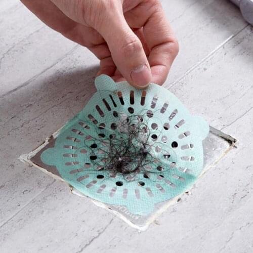20Pcs Sink Strainers Firmly Disposable Non-woven Fabric Green Bathtub Shower Drain Stickers for Bathroom