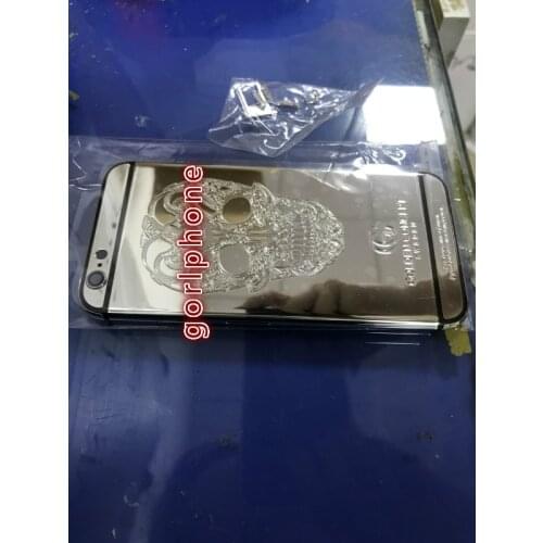 2020 Middle Frame Rear Door Housing for phone 6 platinum plated housing with skull design