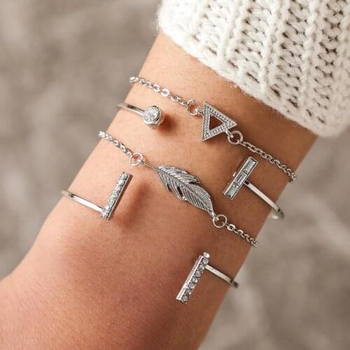 2020New Fashion 4pcs/set Bracelet Geometric Metal WomenTrendy Hyperbolic Bracelets Bangles for Girls Jewelry Gifts for Women