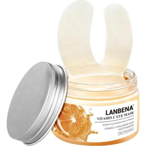 LANBENA 50PCS Vitamin C Eye Patches Anti-Wrinkle Anti-Puffiness Remove Dark Circles Eyes Mask Skin Care Gel Korean Cosmetics