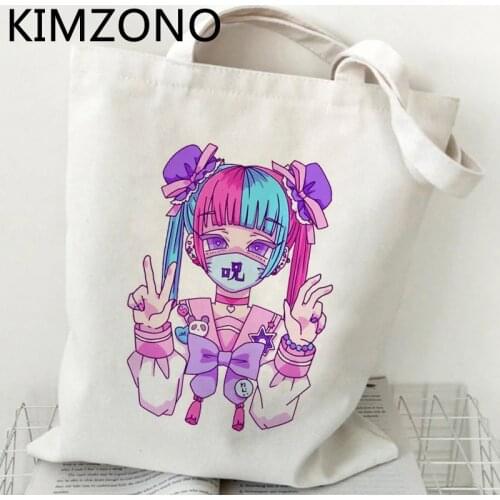 Harajuku Anime shopping bag handbag cotton eco bolsas de tela recycle bag bolsa bag reusable net boodschappentas shoping sacolas