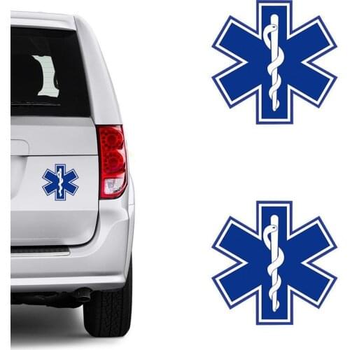 Car Sticker STAR OF LIFE Decal 12CM*12CM Highly Reflective Vinyl Hart Hat Tail Decal Auto Reflective Sticker