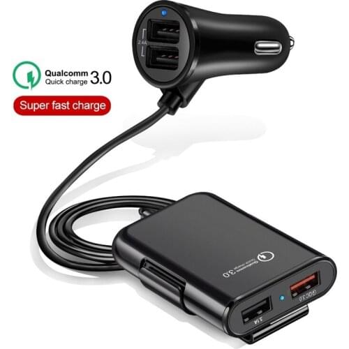 4 Multi Ports Car Charger Adapter Fast USB Car Charger for Smart Phone IPhone 12 Pro Max 12mini Huawei Samsung MacBook Tablet
