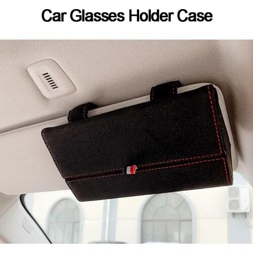Car Glasses Holder Case For Universal Magnetic Turn Fur Leather Visor Glasses Box Storage Organizer Auto Interior Accessories