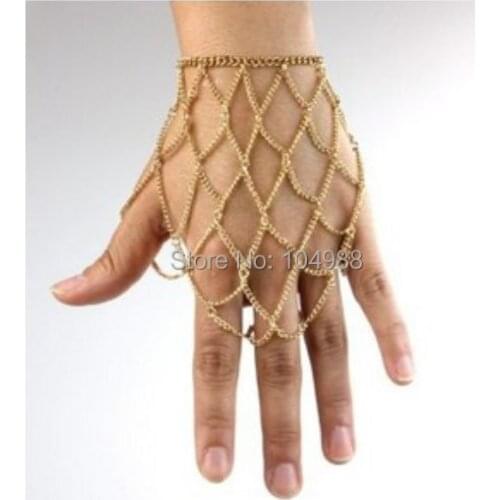 Free Shipping Style HE0027 Women Fashion Gold Colour Muti-layers Chains Bracelet Hand Jewelry 3 colors