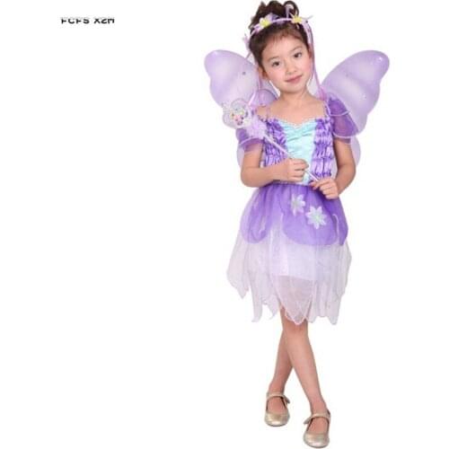 Girls Halloween Butterfly Costumes Kids Children Princess Fairy Anime Cosplays Carnival Purim Stage Show Role play party dress