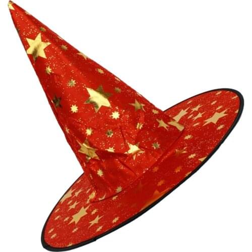 2 Pieces Kids Wizard Witch Hat Gold Star Print Halloween Costume Fancy Dress