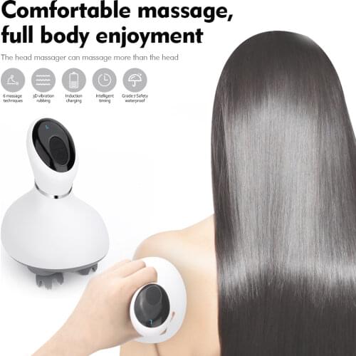 Electric Head Massager Wireless Scalp Massager Waterproof Body Massage Health Care Shoulder Neck Deep Tissue Kneading Massage