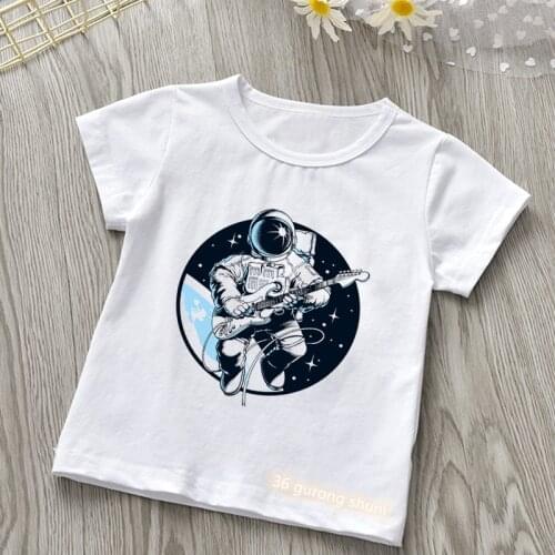 T-shirt for boys/girls funny space astronaut graphic print boys t shirts cute kids clothes summer casual childrens tshirt tops