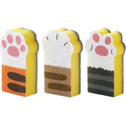 10PCS Cat Claw Sponge Wiping Decontamination Kitchen Brush Pot Dishwashing Sponge Block Cleaning Brush Household Cleaning Tools