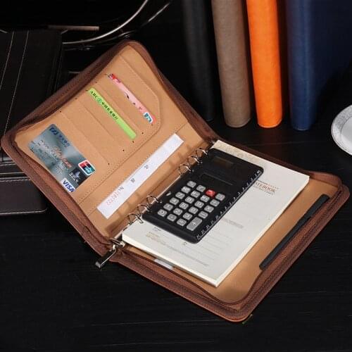 Classic A5 loose-leaf notebook agenda organizer planner padfolio folder for business travel binder removable calculator 1216B
