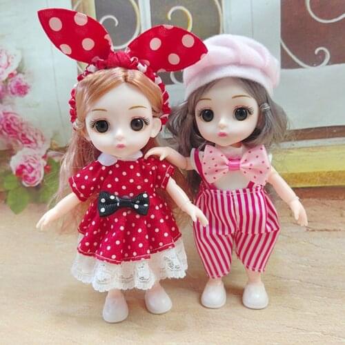 New 13 Joint Removable Mini 16cm Bjd Doll 1/12 Fashion Princess Doll Set 3D Eyes DIY Girl Dress Up Toy Give Shoes Christmas Gift