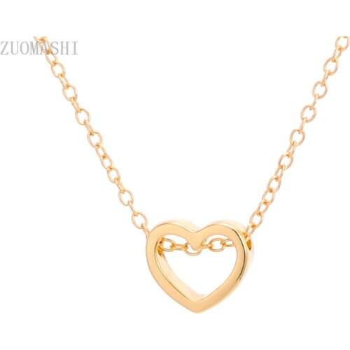 Tiny Hollow Heart Necklace Dainty Love Heart Necklace Cute Small Love Pendant On Neck For Women Girlfriend Wedding Gift Bohemian
