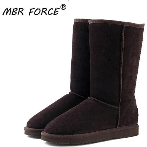 MBR FORCE 2020 Fashion High Quality Fur Snow Boots Women Fashion Genuine Leather Australia Womens High Boot Winter Women Shoes