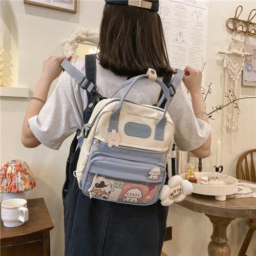 Korean Style Cute Mini Backpacks Women Waterproof Nylon Small Shoulder Bags for Teenage Girls Schoolbags Flower Travel Backpack