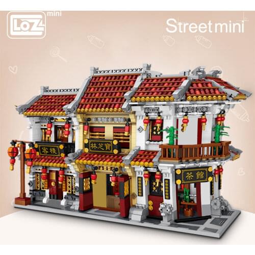LOZ Mini Block Mini Chinatown Big China Street Chinese Tradition Tea House Pharmacy Inn Special Model DIY Assembly Toys