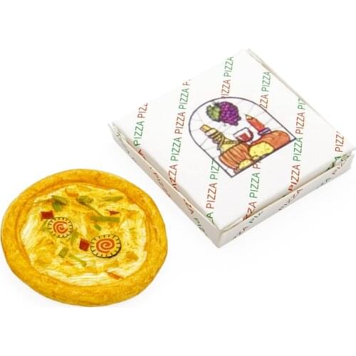 Odoria 1:12 Miniature Pizza with Paper Box Set Lovely Simulation Kitchen Food Dollhouse Accessory for Dining Room Restaurant