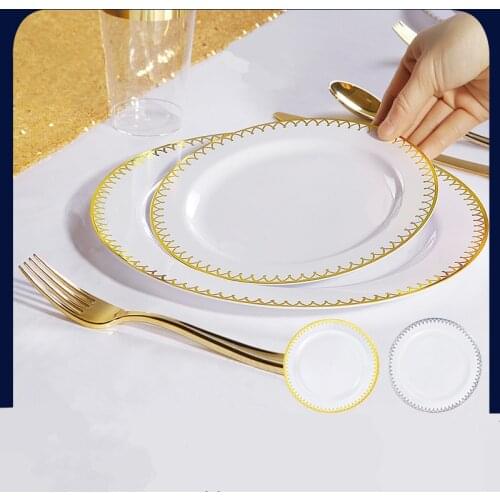 Disposable Imported Food Grade Hard Plastic Advanced Western Food Disc Large And Small Plate 60 Banquet Outdoor Tableware Set