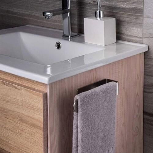 Bathroom Wall-mounted Punch-free Stainless Steel Towel Holder Storage Shelf D0AD