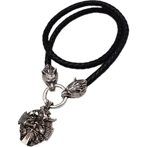 Stainless Steel Nordic Celt Wolf Head Mens Necklace Viking oidn Anchor Cross Crow Pendant Rune Accessories Norse Amulet Jewel