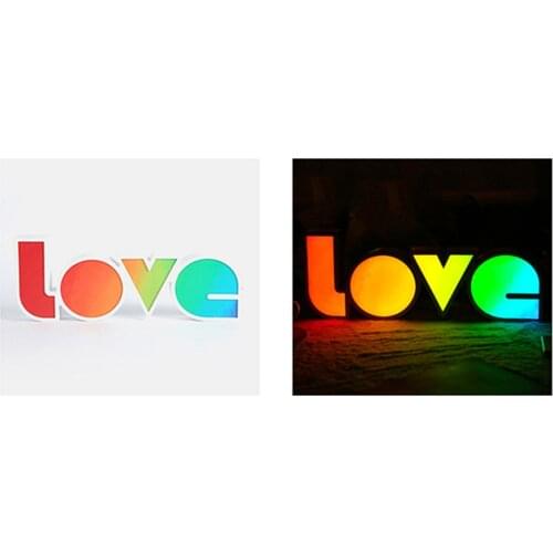 Nightlight Box Lamp Light Up Love Sign Decor Light LED Letter Lights 5V For Wedding/Birthday Party Rainbow Color Bedroom LOVE
