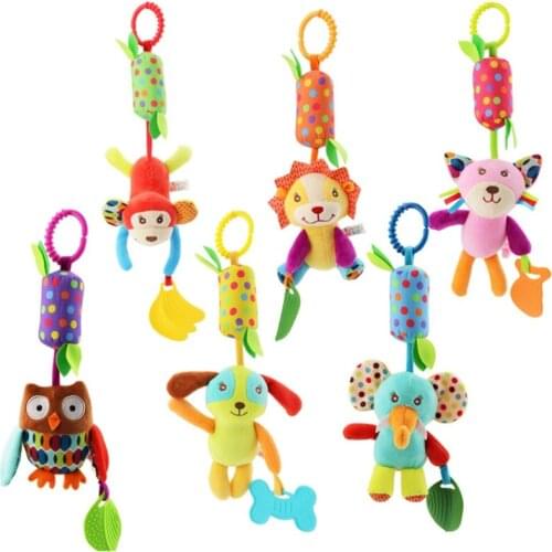 New 1 Piece Music Bed Stroller Rattle Plush Ring Cartoon Animal Plush Doll Crib Toy Baby Teether Montessori Decorations