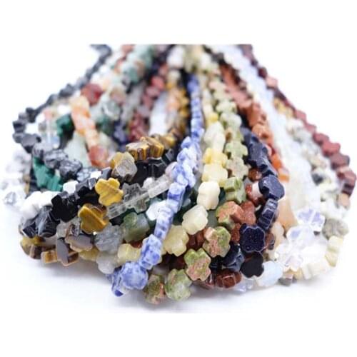 New Arriavl 8*8mm Natural Semi-Precious Stone 50PCS Cross Shape DIY Jewerlry Bead Necklace Girl Gifts