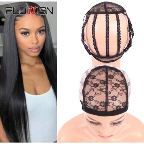 Plussign New Fashion Stretchable Mesh Wig Cap Black S M L Plastic Wig Caps For Making Wigs Adjustable Strap Weaving Caps