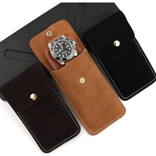 Portable Genuine Leather Watch Box Bracelet Fashion Storage Bag Travel Jewelry Leather Pouch Watch Pouch Bag Case for Men Women